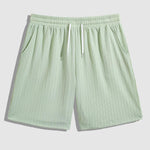 Men's striped textured round neck T-shirt Casual shorts set