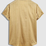 Men's Satin Cuban Collar Solid Color Shirt Casual Shorts Set