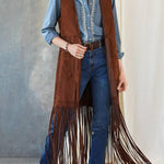 Fashionable Tassel Horse Slim Fit Sleeveless Vest Cape Coat