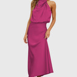 Ava™ | Glamorous Satin Halter Dress