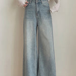 High Waisted Loose Pockets Jean Pants Bottoms