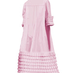 A-Line Long Sleeves Layered Pleated Pockets Solid Color Split-Joint Lapel Midi Dresses Shirt Dress