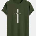 Paris Stripe Print Cotton Arc Hem T-Shirt