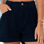 Casual Loose Solid Color Elastic Waist Tie Shorts