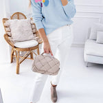 Light Blue 60s Flower Pattern Ribbed Edge Sweater