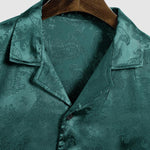 Men's Satin Paisley Pattern  Cuban Collar Shirt Casual Shorts Set