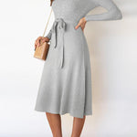 Bubble Long-sleeved Knitted Mid-length Dress