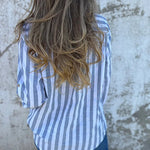 Striped Print Casual Pocket Shirt Top