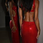 Slim Fit Square Neck Halter Backless Maxi Dress