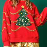 Christmas Tree Sequined Long Sleeve Loose Sweatshirt