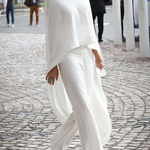 High-low Loose Solid Color High-neck Pants Set Two Pieces Set
