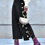 High Waisted Loose Buttoned No Belt Pants Trousers