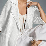 Casual top lapel long sleeve knitted jacket