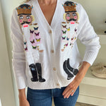 WHITE BUTTERFLY NUTCRACKER CARDIGAN