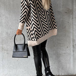 Strip Print Button Knitted Cardigan
