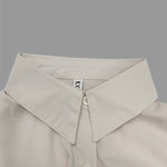 High-Low Long Sleeves Buttoned Drawstring Pleated Pockets Solid Color Lapel Midi Dresses