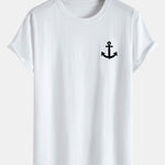 Anchor Print Cotton Arc Hem T-Shirt