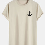 Anchor Print Cotton Arc Hem T-Shirt