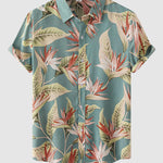 Men's Hawaiian Floral Print Resort Short Sleeve Shirt and Shorts Set