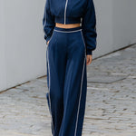 Navy Cropped Track Suit