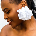 Solid Color Three-Dimensional Flower Drop Earrings