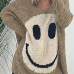 Confidence Is Everything Knit Smiley Face Long Sleeved Sweater