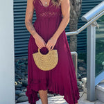 GARNET CROCHET TOP HIGH LOW DRESS