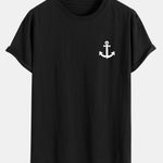 Anchor Print Cotton Arc Hem T-Shirt