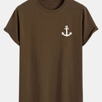 Anchor Print Cotton Arc Hem T-Shirt