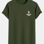 Anchor Print Cotton Arc Hem T-Shirt