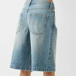 High Waist Denim Shorts with Pockets