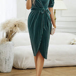 Elegant V-neck high-waist dress