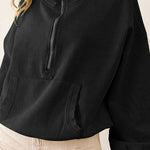 Zip Drawstring Long Sleeve Hoodie