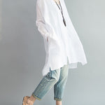 Original Solid Sun-Protection V-Neck Blouse Tops