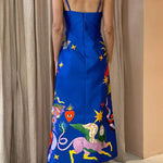 Main Stage Unique Printed Ruched Cross Over Detail Strap Midi Dress