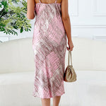 Goya snakeskin strap deep v-neck dress