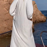 Take A Relax Balloon Sleeve Button Pocketed Loose Shirt Maxi Dress