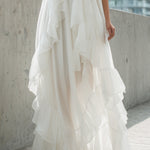 White Halter Ruffled Chiffon Maxi Dress
