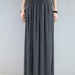 Casual Solid Color Elasticity Waist Pleated Skirts