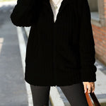 Lapel Collar Zipper Long Sleeve Solid Color Mid-length Double-sided Plush Jacket