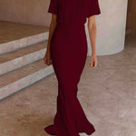 Margovil Short Sleeve Waisted Bodycon Fishtail Dress(6 Colors Available)