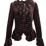 Elasticated Waist Flared Sleeves Buttoned Pleated Ruffled Solid Color Split-Joint Deep V-Neck Blouses&Shirts Tops