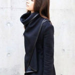 Original Asymmetric Split-Joint High-Neck Woolen Coat