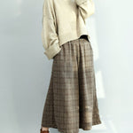 Vintage Loose Wide Leg Checkered Elastic Waist Pants