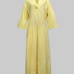 A-Line High Waisted Pleated Solid Color V-Neck Maxi Dresses Shirt Dress