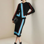 Irregularity Asymmetric Contrast Color Split-Joint Skirts Bottoms