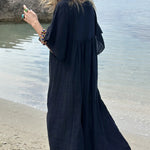 MIRA v-neck paneled maxi dress