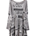 Vintage Loose One-Shoulder Newspaper Printed Split-Joint Sweater