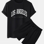 Los Angeles Print T-Shirt & Mid Length Shorts