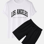 Los Angeles Print T-Shirt & Mid Length Shorts